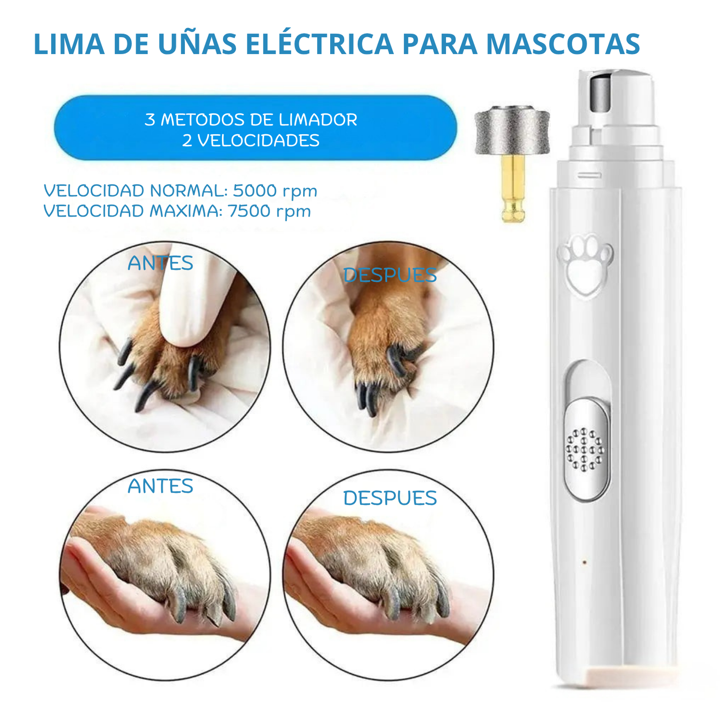 lima eléctrica para mascotas